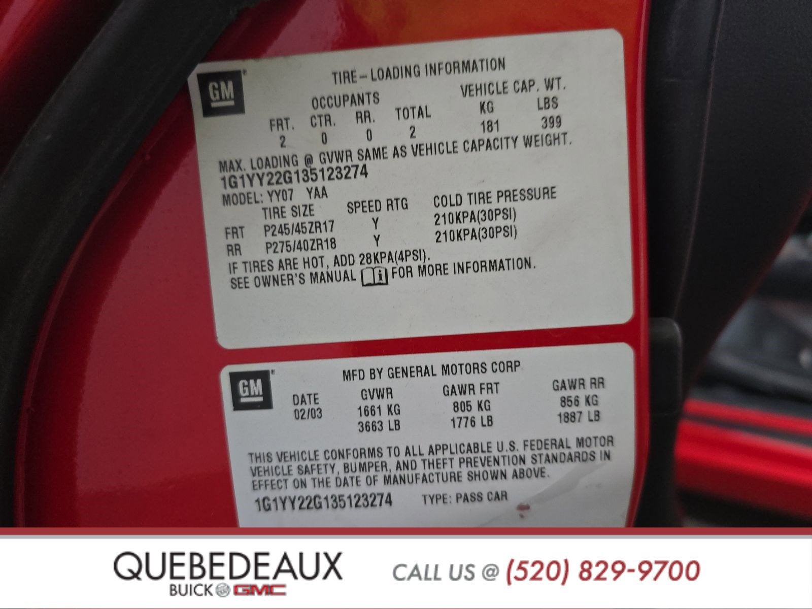 2003 Chevrolet Corvette 2DR CPE