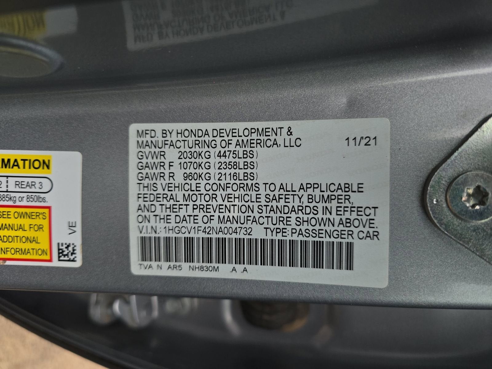 2022 Honda Accord Sedan Sport SE